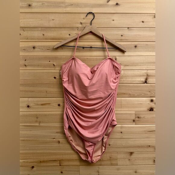 J. Crew Size 14/XLarge Gemma Ruched Bandeau One Piece Swimsuit - Picture 1 of 12